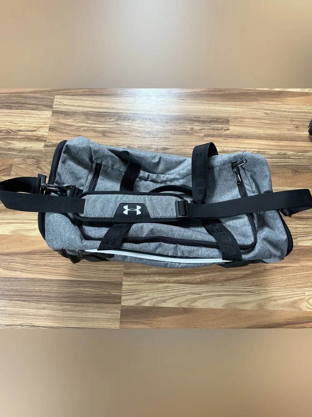Under Armour Gray Duffel Bag with White Logo